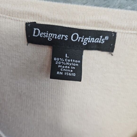 Designers Original Women's Lg  cotton nylon Beige White Top  Stripe - Picture 2 of 8